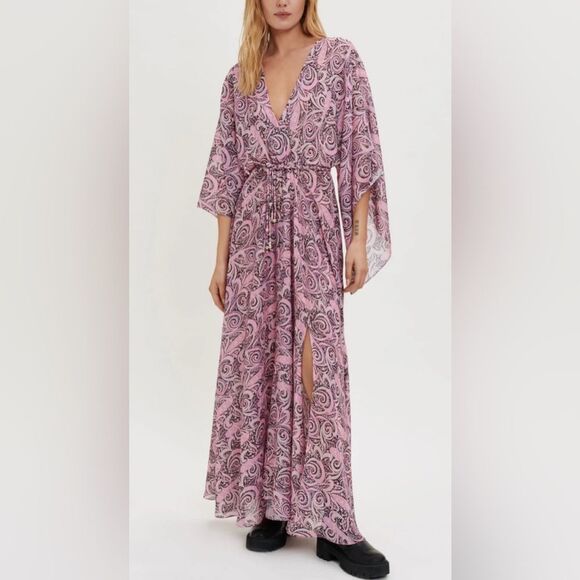 Maje Dresses & Skirts - Maje Metallic paisley-print jacquard maxi dress size 40 Large